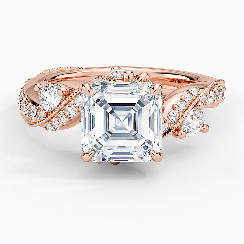 Grand Camellia Diamond Ring - Asscher Cut Center Stone