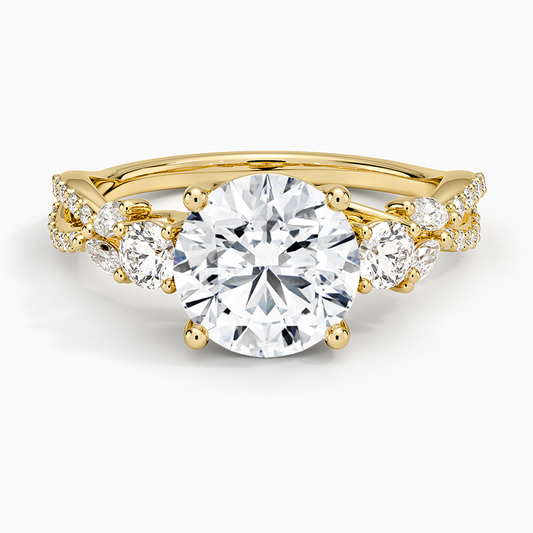 Luxe Willow Three Stone Diamond Ring (1/2 ct. tw.) - Round Cut Center Stone