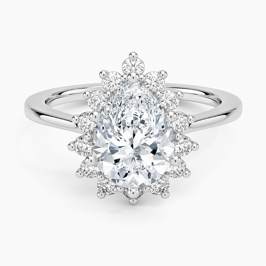Sunburst Halo Diamond Ring (1/4 ct. tw.) - Pear Center Stone