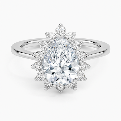 Sunburst Halo Diamond Ring (1/4 ct. tw.) - Pear Center Stone