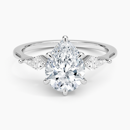 Luxe Cometa Three Stone Diamond Ring (1/3 ct. tw.) - Pear Center Stone