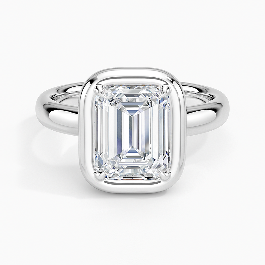 Andrea Bezel Prong Ring - Emerald Cut Center Stone