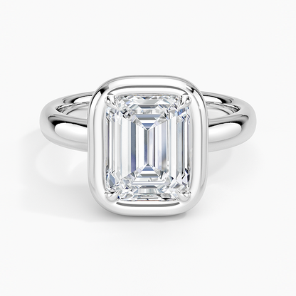 Andrea Bezel Prong Ring - Emerald Cut Center Stone