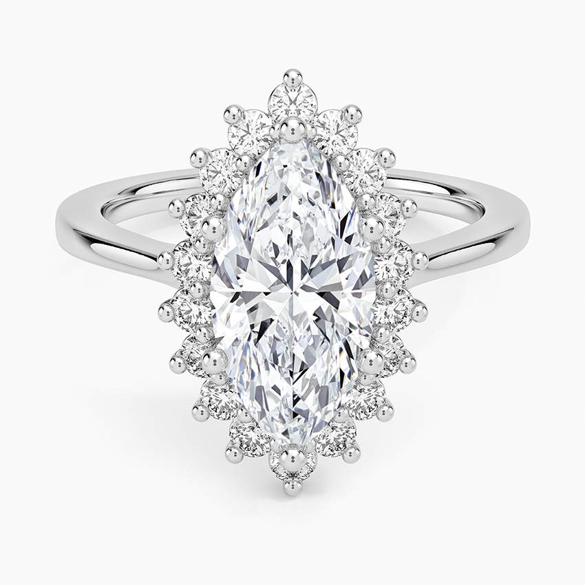 Sunburst Halo Diamond Ring (1/4 ct. tw.) - Marquise Center Stone