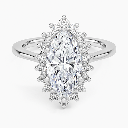 Sunburst Halo Diamond Ring (1/4 ct. tw.) - Marquise Center Stone