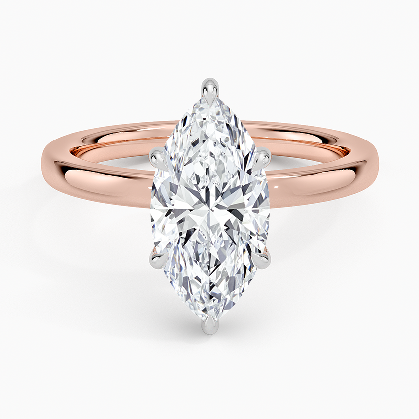 Platinum Mixed Metal Audrey 2mm Diamond Ring - Marquise Center Stone