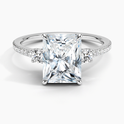 Lyra Three Stone Diamond Ring (1/4 ct. tw.) - Radiant Cut Center Stone