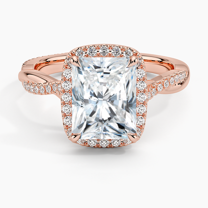 Petite Twisted Vine Halo Diamond Ring (1/4 ct. tw.) - Radiant Cut Center Stone