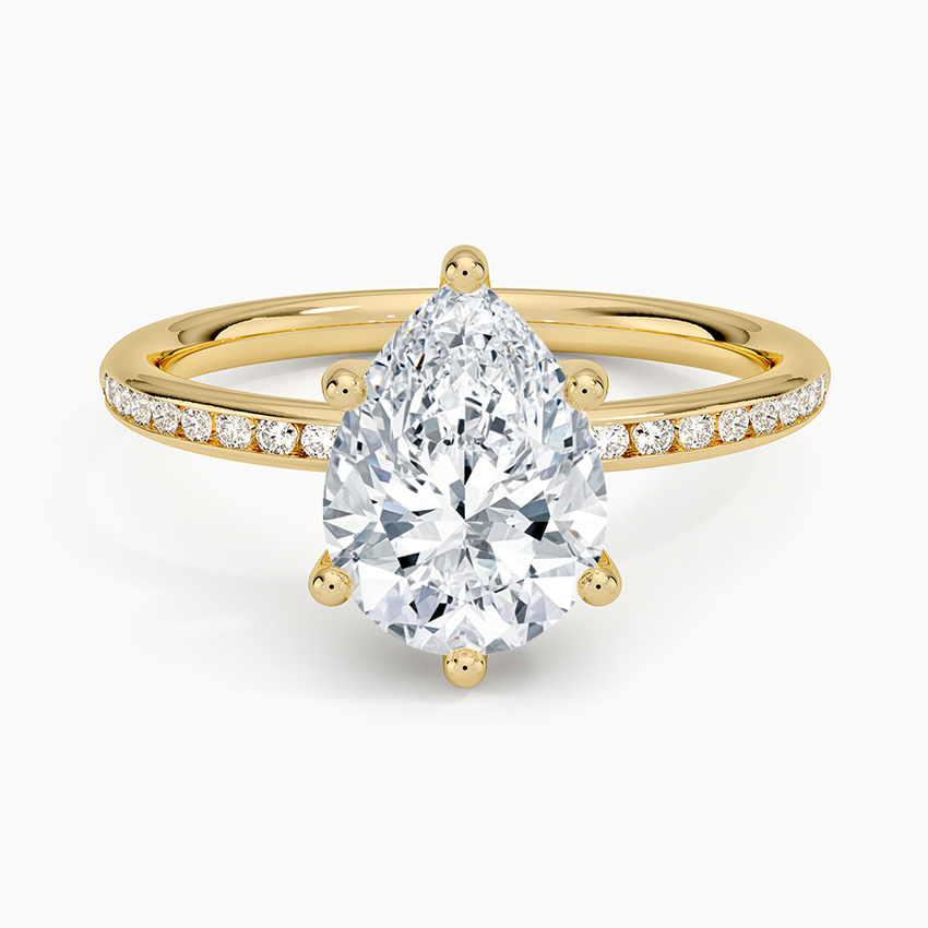 Tabitha Channel Set Diamond Ring - Pear Cut Center Stone