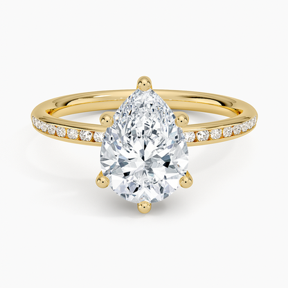 Tabitha Channel Set Diamond Ring - Pear Cut Center Stone