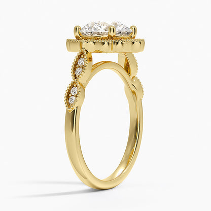 Cadenza Halo Diamond Ring - Round Center Stone