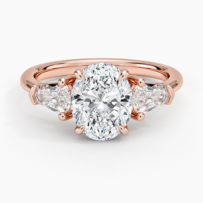 Shield Cut Three Stone Diamond Ring (1/2 ct. tw.) - Oval Center Stone