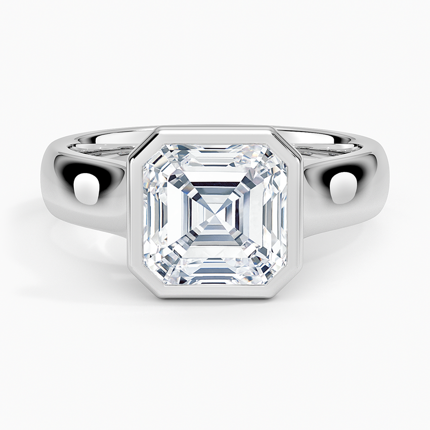 Luna 4mm Bezel Ring - Asscher Cut Center Stone