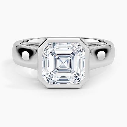 Luna 4mm Bezel Ring - Asscher Cut Center Stone