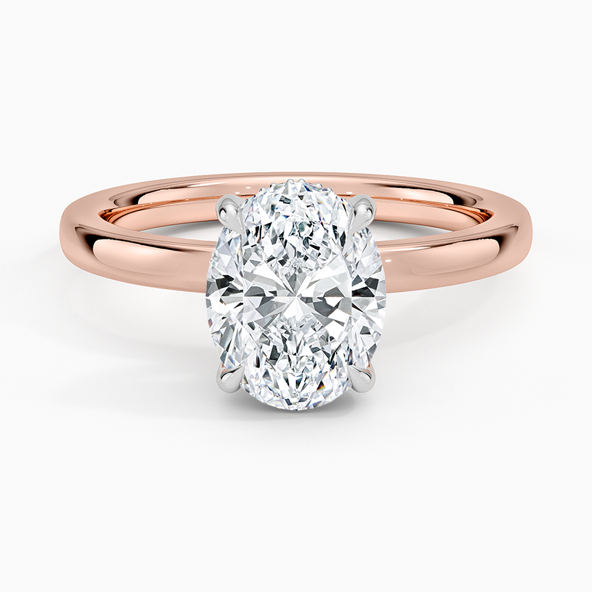 Platinum Mixed Metal Audrey 2mm Diamond Ring - Oval Center Stone