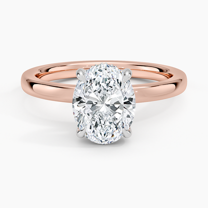 Platinum Mixed Metal Audrey 2mm Diamond Ring - Oval Center Stone