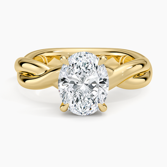 Hazel Twist Solitaire Diamond Ring - Oval Cut Center Stone