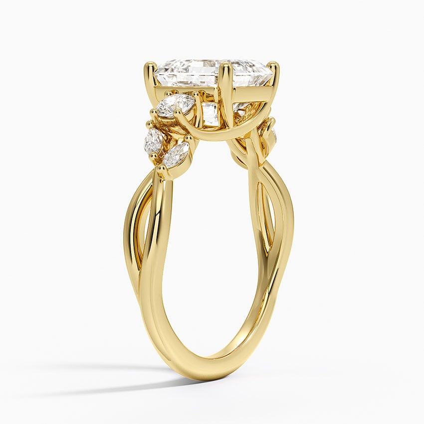 Willow Three Stone Diamond Ring (1/3 ct. tw.) - Asscher Cut Center Stone