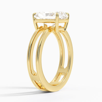 Aimee Open Double Band Solitaire Ring - Radiant Cut Center Stone