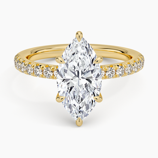 Amelie Half Coverage Diamond Ring - Marquise Center Stone