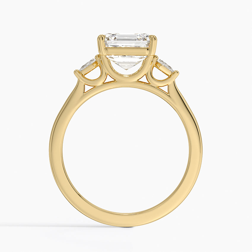 Petite Cometa Perfect Fit Three Stone Diamond Ring - Asscher Cut Center Stone