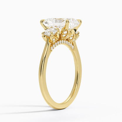 Petal Three Stone Diamond Ring (2/3 ct. tw.) - Radiant Cut Center Stone