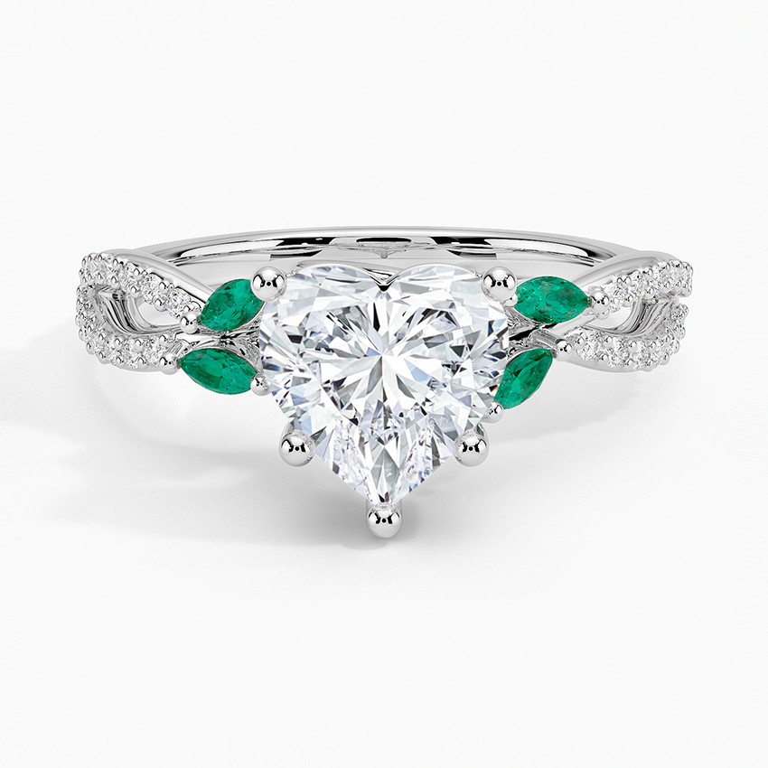 Luxe Willow Lab Emerald and Diamond Ring (1/8 ct. tw.) - Heart Center Stone
