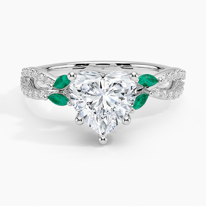 Luxe Willow Lab Emerald and Diamond Ring (1/8 ct. tw.) - Heart Center Stone