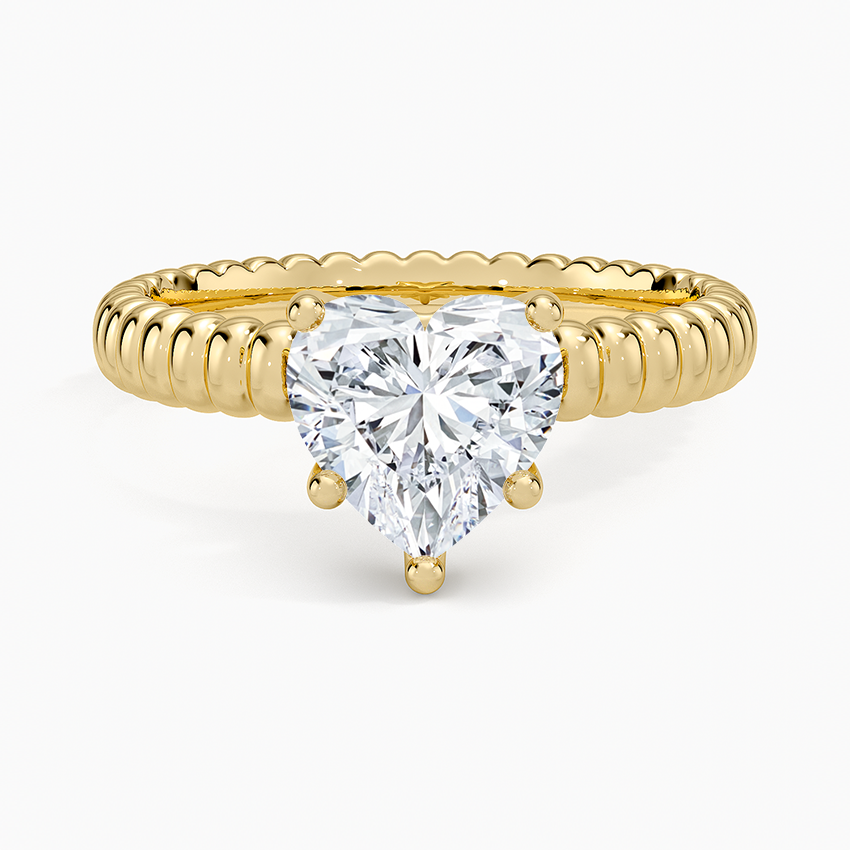 Petra Textured Solitaire Ring - Heart Center Stone