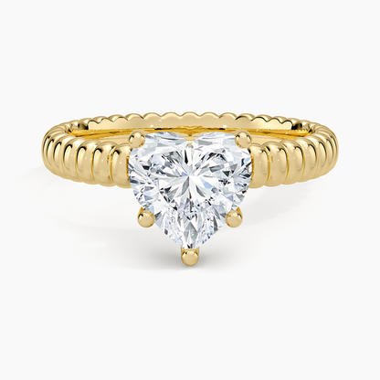 Petra Textured Solitaire Ring - Heart Center Stone