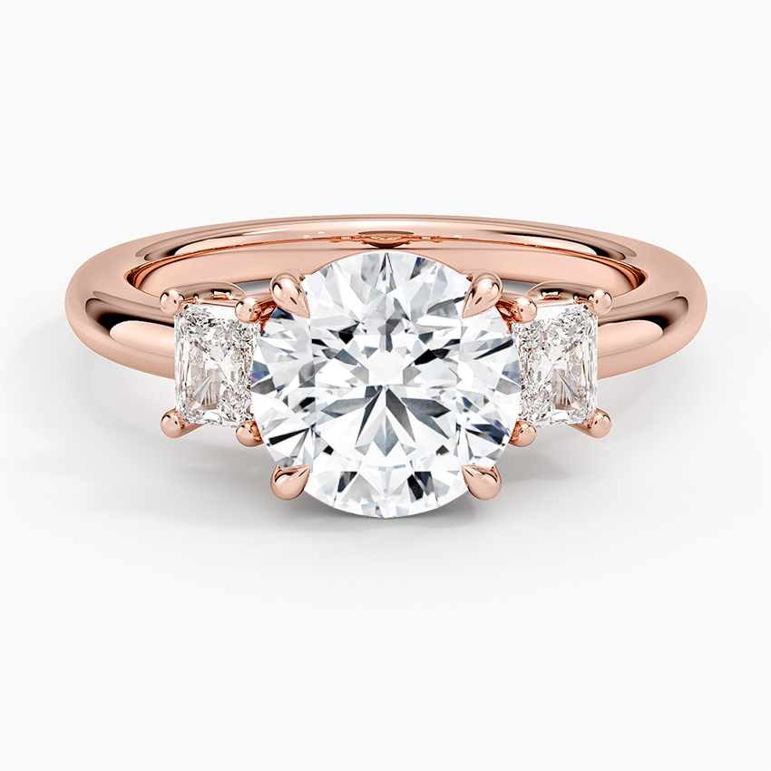 Helena Radiant-Cut Three Stone Diamond Ring (3/8 ct. tw.) - Round Center Stone