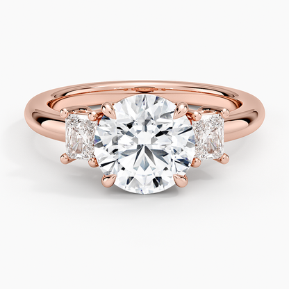 Helena Radiant-Cut Three Stone Diamond Ring (3/8 ct. tw.) - Round Center Stone