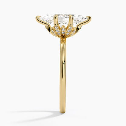 Petal Six Prong Diamond Ring - Marquise Center Stone