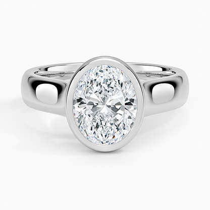 Luna 4mm Bezel Ring - Oval Center Stone