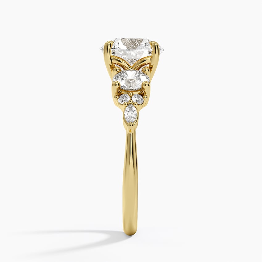 Luxe Nadia Three Stone Diamond Ring - Round Center Stone