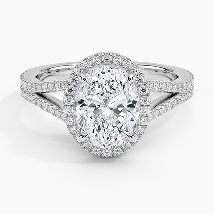 Fortuna Halo Diamond Ring (1/2 ct. tw.) - Oval Center Stone
