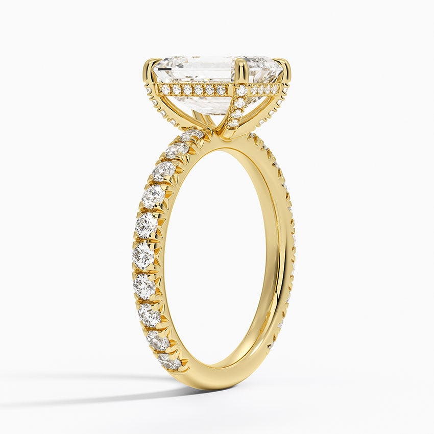 Olympia Three-Quarter Coverage Diamond Ring - Emerald Cut Center Stone