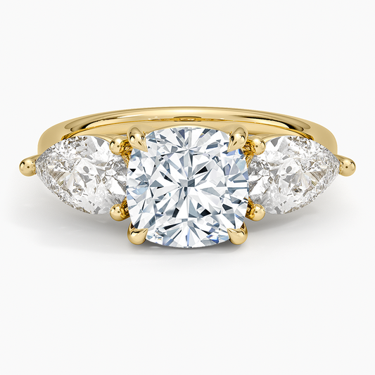 Luxe Opera Three Stone Diamond Ring (1 1/3 ct. tw.) - Cushion Cut Center Stone