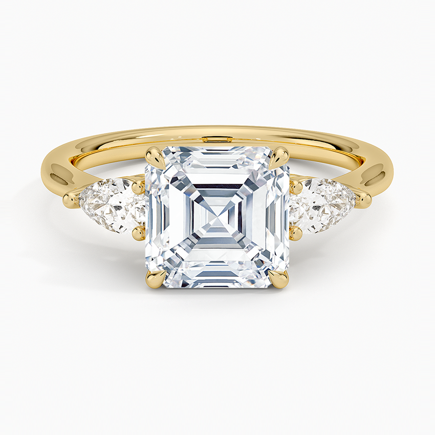 Opera Three Stone Diamond Ring - Asscher Cut Center Stone