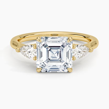 Opera Three Stone Diamond Ring - Asscher Cut Center Stone