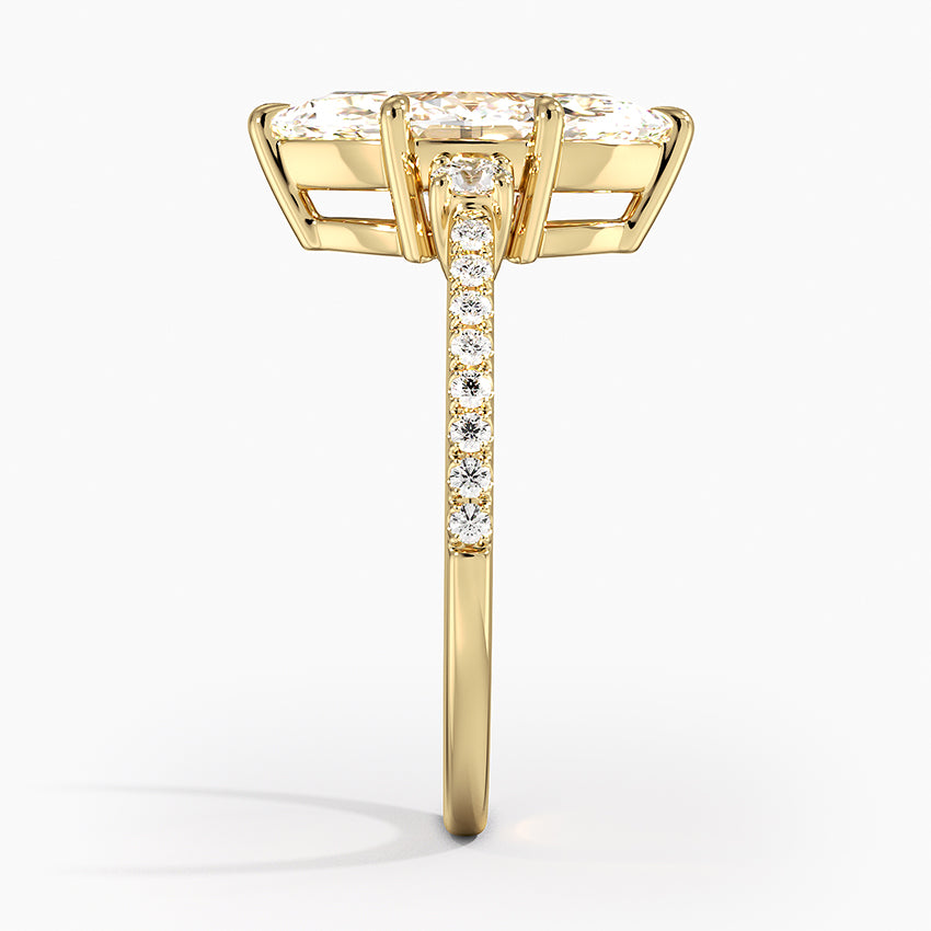 Lyra Three Stone Diamond Ring (1/4 ct. tw.) - Marquise Center Stone