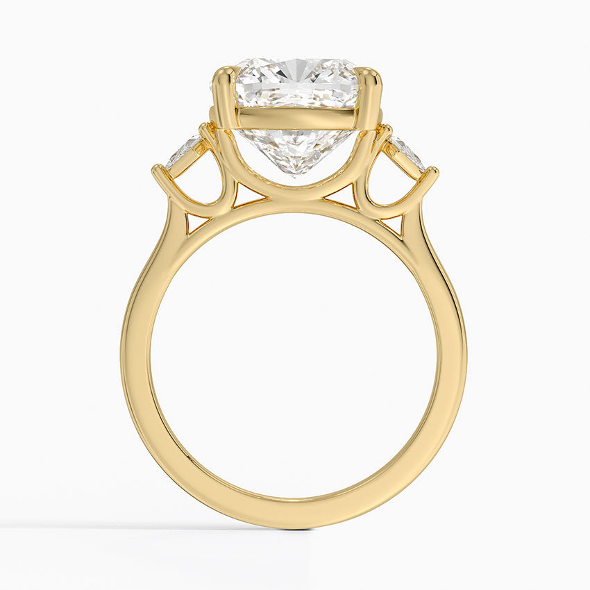 Petite Cometa Perfect Fit Three Stone Diamond Ring - Cushion Cut Center Stone