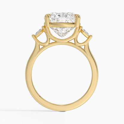 Petite Cometa Perfect Fit Three Stone Diamond Ring - Cushion Cut Center Stone