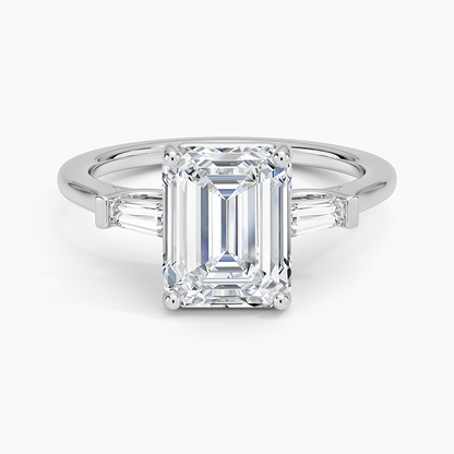 Symphony Perfect Fit Tapered Baguette Diamond Ring - Emerald Cut Center Stone