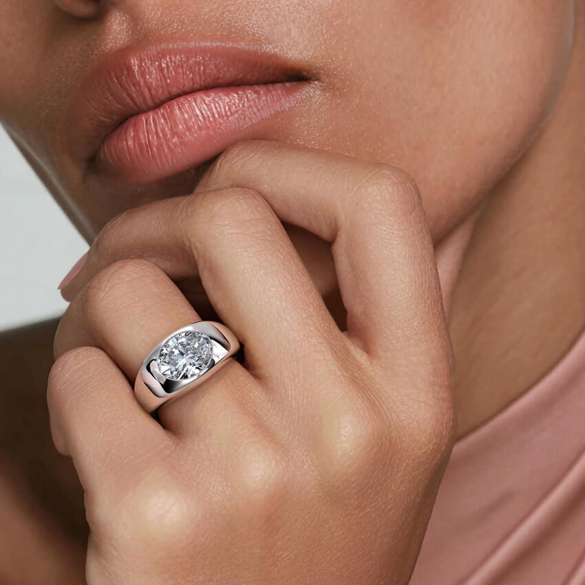 Sloane Flush Set Solitaire Dome Ring