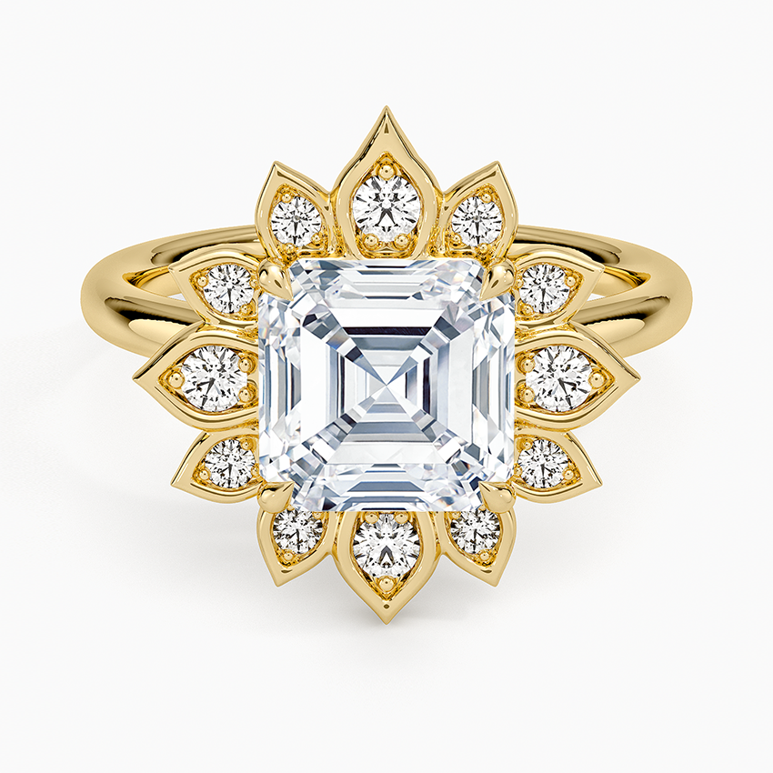 Fiore Halo Diamond Ring (1/4 ct. tw.) - Asscher Cut Center Stone