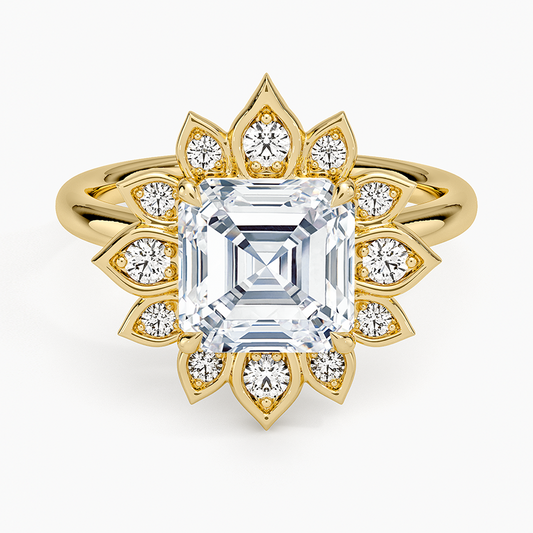 Fiore Halo Diamond Ring (1/4 ct. tw.) - Asscher Cut Center Stone