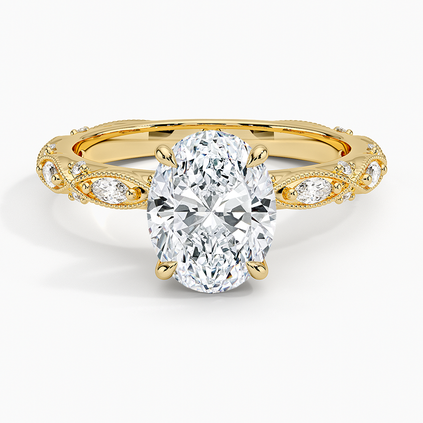 Celestia Milgrain Diamond Ring (1/4 ct. tw.) - Oval Center Stone