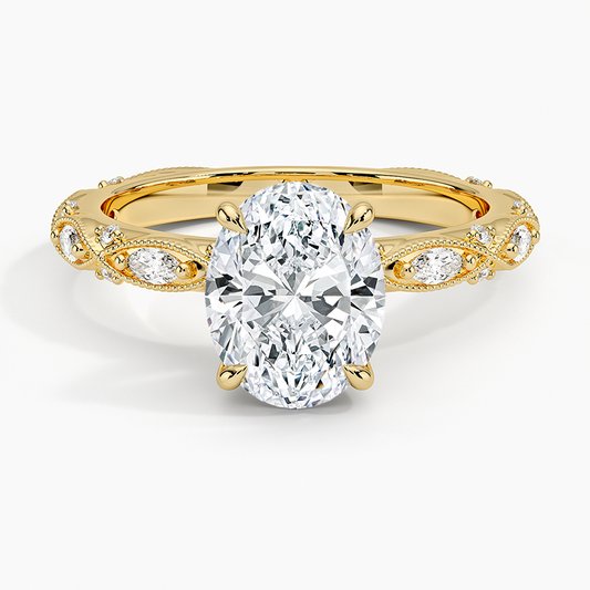 Celestia Milgrain Diamond Ring (1/4 ct. tw.) - Oval Center Stone