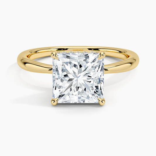 Freesia Hidden Halo Diamond Ring - Princess Cut Center Stone